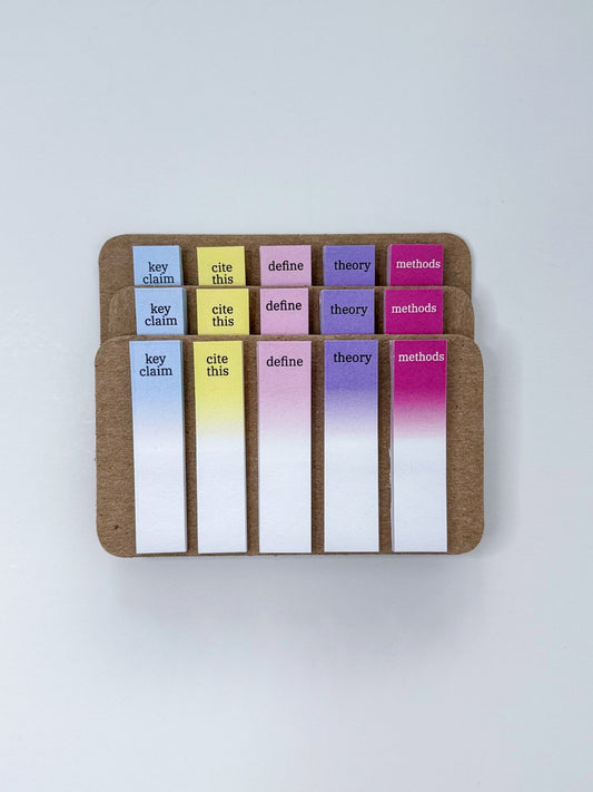 Set of colorful annotating tabs on a white background