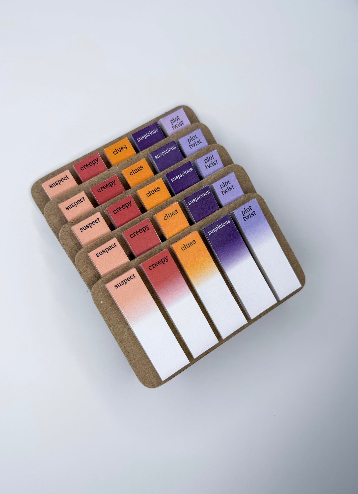 Set of color swatch cards with labels on a white background